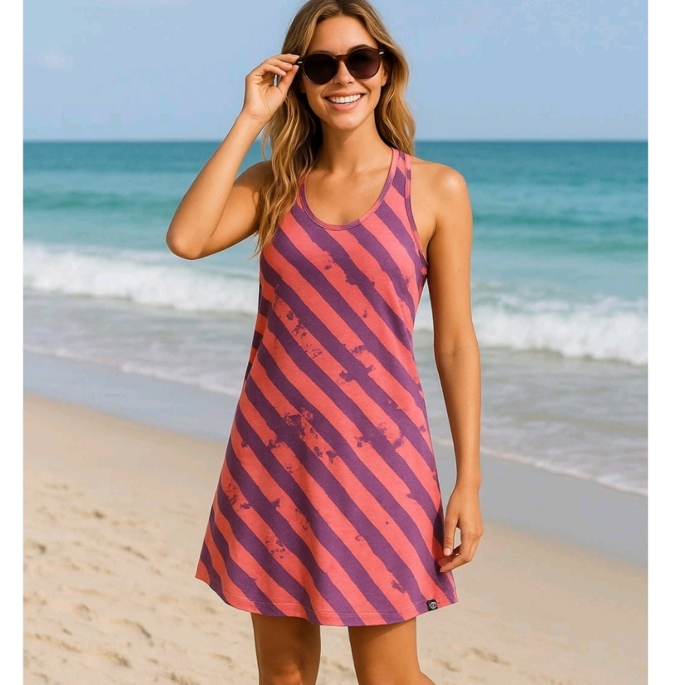 Roxy Racerback Sundress size small pink and purple striped